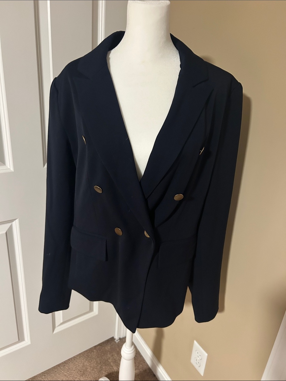 a new day Navy Double-Breasted Blazer with Gold-Tone Buttons